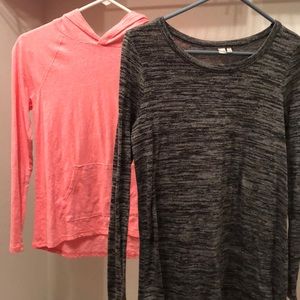 Black and Gray Long-Sleeved Shirt & a Pink Hoodie